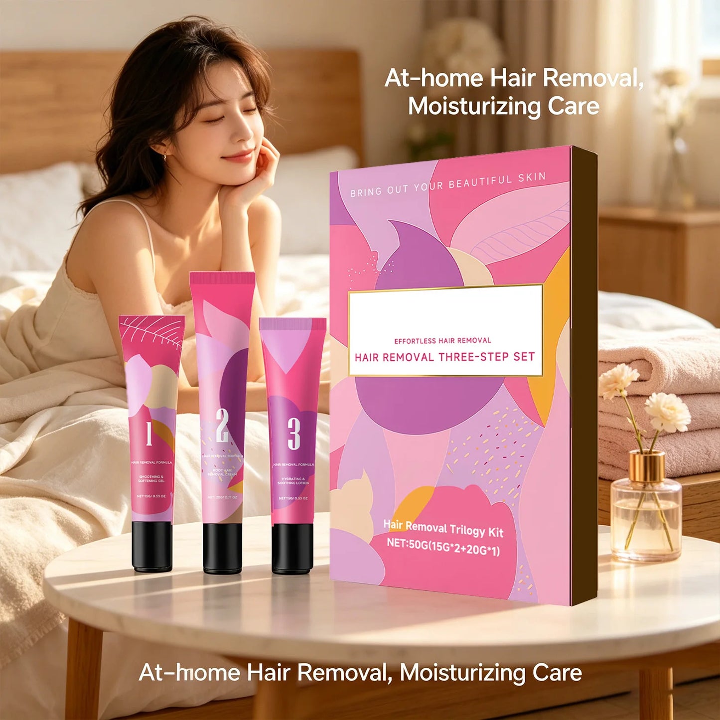 Facial Hair Removal 3-Step Kit | Sensitive Skin, 50g Hair Removal Cream Kit Peaceful Pleasures Health and Wellness