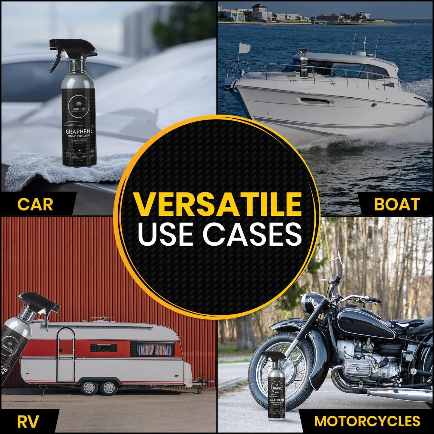 Graphene Ceramic Spray Coating Quick Easy for Cars Motorcycles Professional-Grade Sealant for Gloss Shine Waterless Wash Wax Peaceful Pleasures Health and Wellness
