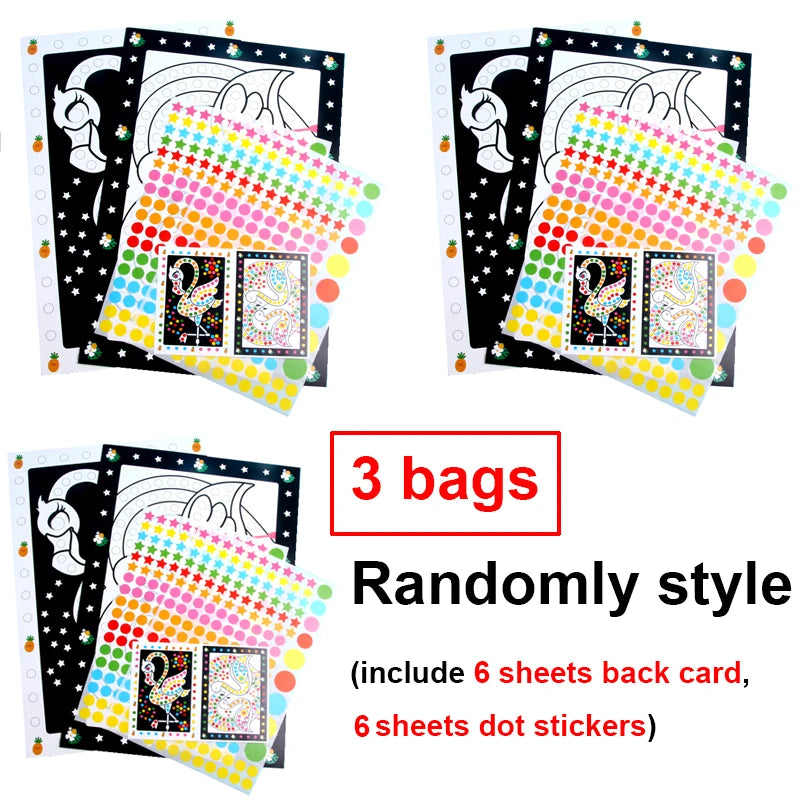 Children Colorful Round Dot Puzzle Stickers Cartoon Animal Mosaic