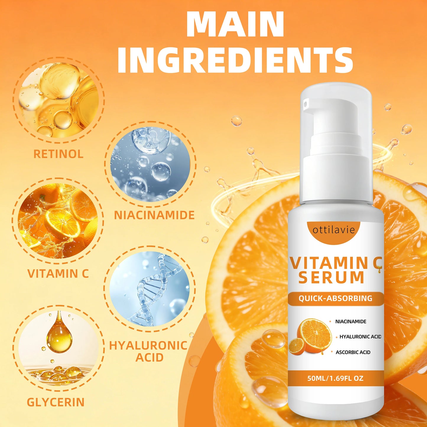 ottilavie VITAMIN C SERUM – Gentle Non-Irritating Formula for Sensitive Skin, Hydrating & Fast-Absorbing, Travel-Friendly Peaceful Pleasures Health and Wellness