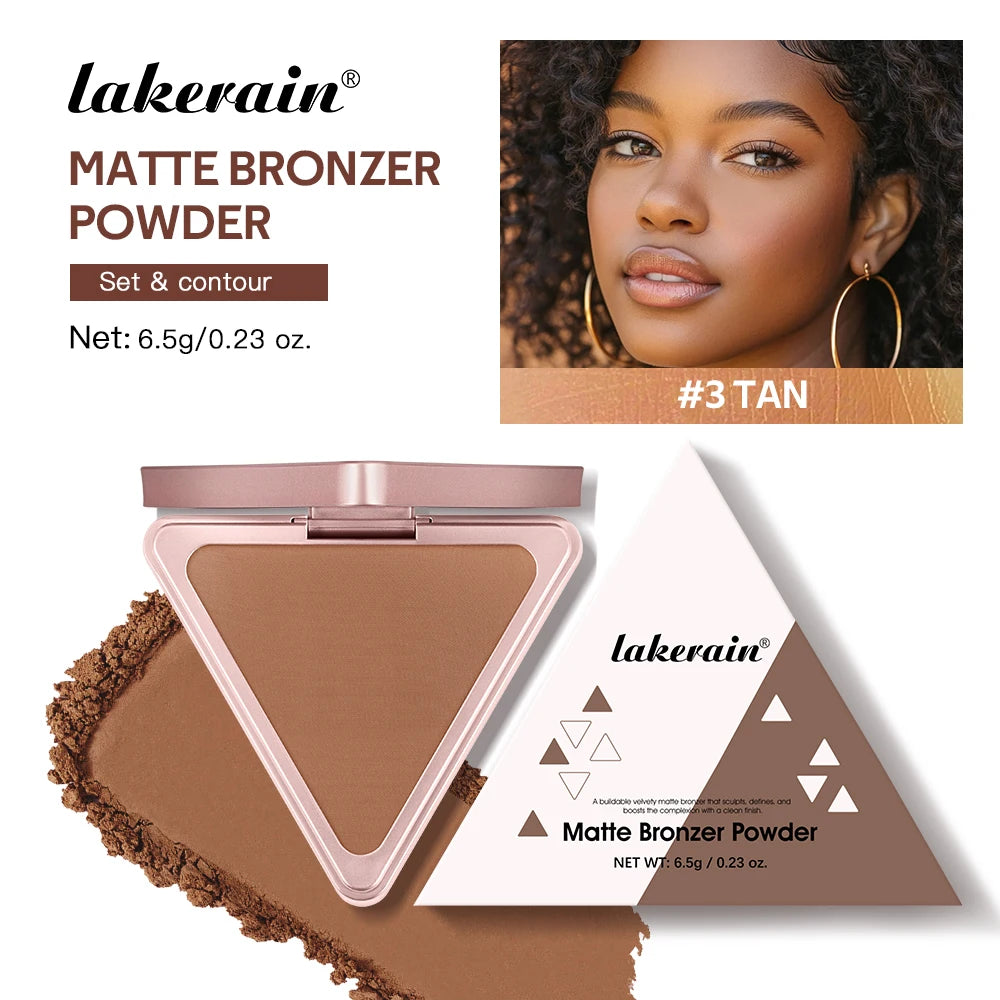Lakerain Matte Bronzer Powder Long Lasting Makeup Effect Waterproof Sweatproof Setting Powder Oil Control Bronzer Face Makeup Peaceful Pleasures Health and Wellness TAN