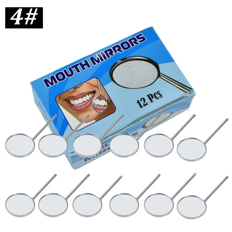 12Pcs/box Dental Mouth Mirror Head Stainless Steel Cone Socket Intraoral Oral Mirror for Inside Mouth Accessory #4#5 Peaceful Pleasures Health and Wellness 4 (12pcs box)