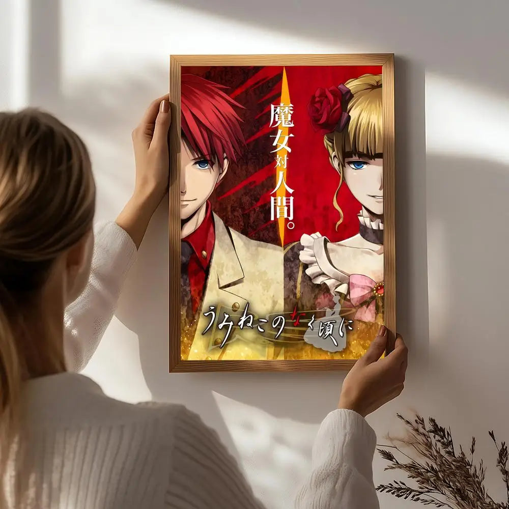 Umineko When They Cry Anime Poster – HD Self-Adhesive Wall Art Anime Wall Poster Peaceful Pleasures Health and Wellness White6 50X70cmNoframe