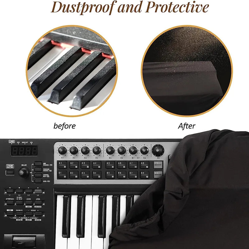 61 88 Keys Electronic Keyboard Digital Piano Dust Cover W Adjustable