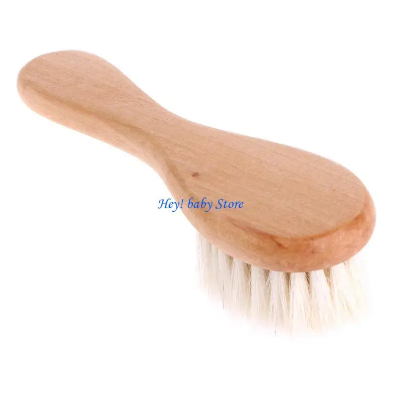 Wooden Handle Goat Hair Baby Brush & Comb – Newborn Scalp Massager