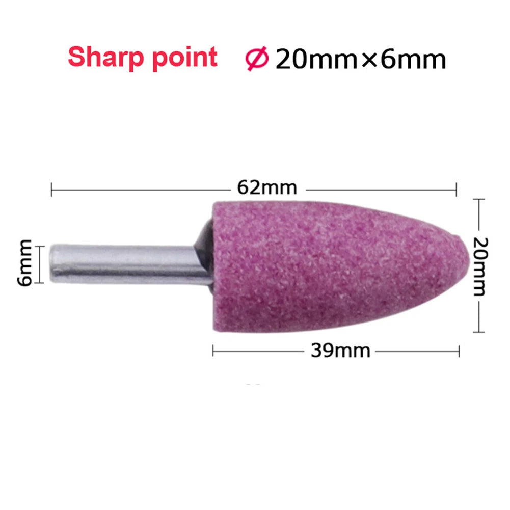 Shank Red Corundum Conical Grinding Head Metal Polishing Rust Removal