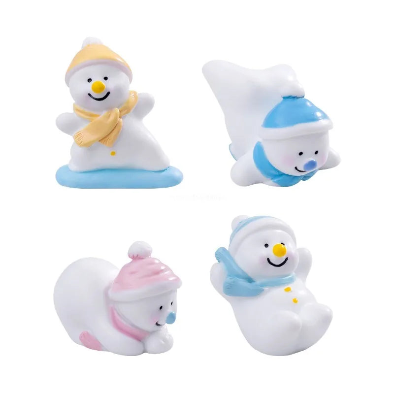 Mini Christmas Snowman Figurine Cartoon Snow Man Doll Miniature Snowman Statue Desktop Micro Landscape Accessories Home Decor Peaceful Pleasures Health and Wellness