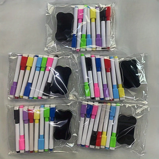 8-Pack Erasable Whiteboard Markers + Eraser | 8 Colors Dry Erase Markers Peaceful Pleasures Health and Wellness
