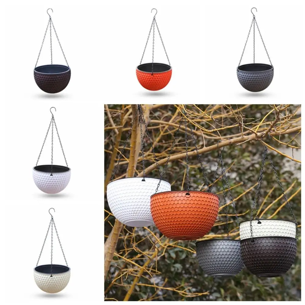 Honeycomb Hanging Flower Pot | Self-Watering with Drainer & Chain