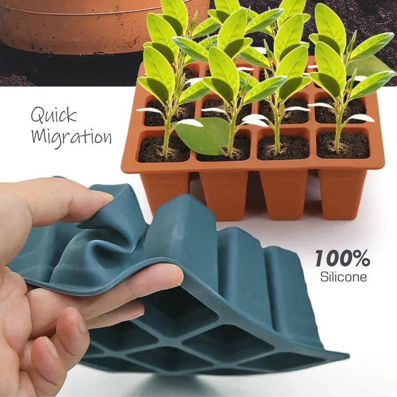 9-Cell Silicone Seed Germination Tray with Drainage Holes