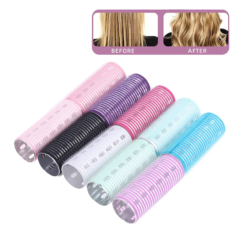 1/5Pcs Bangs Roller Set Hook & Loop Aluminium Silver Core Self Grip Styling Hair Rollers Hot Thermal Volume Curler 30X80mm Peaceful Pleasures Health and Wellness