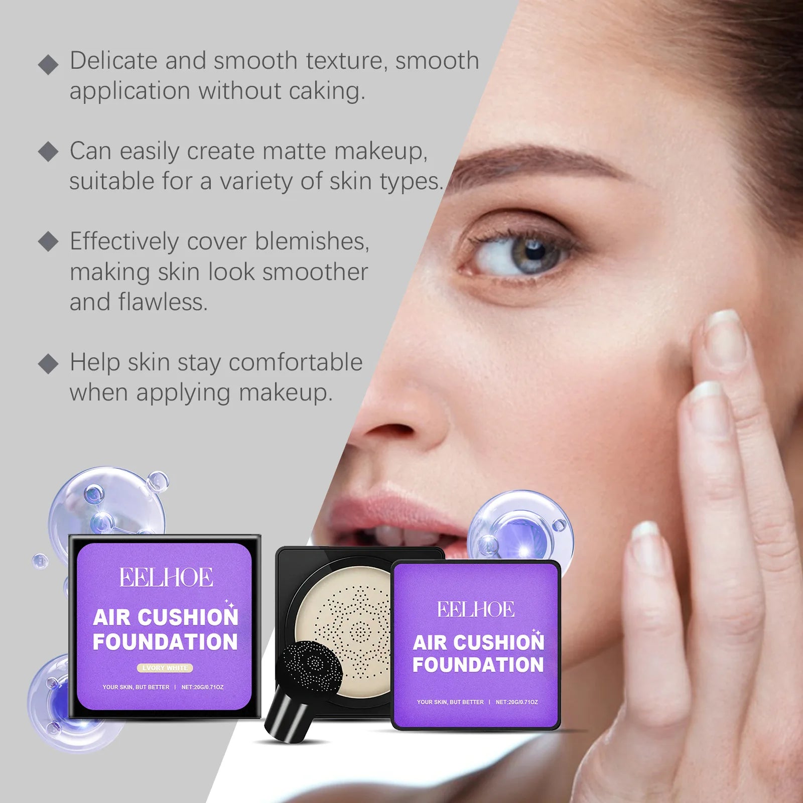 EELHOE Air Cushion Liquid Foundation - High Coverage Base Peaceful Pleasures Health and Wellness