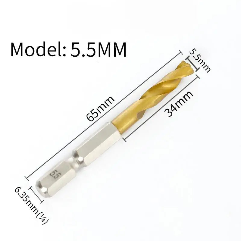 HSS Hex Shank Twist Drill Bits 2–10mm | Wood & Metal Twist Drill Bit Peaceful Pleasures Health and Wellness A8