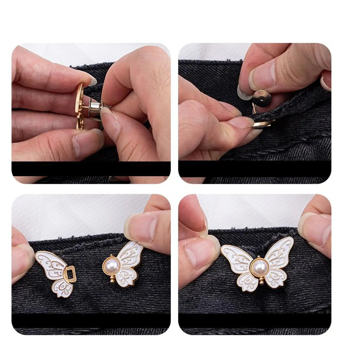 8-Pack Butterfly Waist Tightener Clips | No-Sew Alloy Adjusters