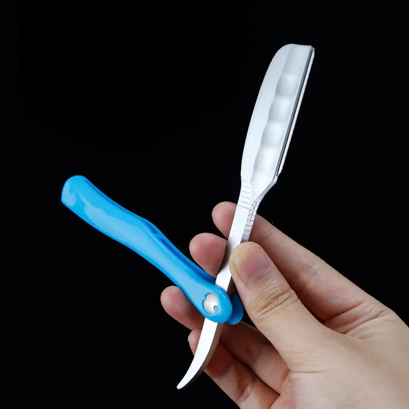 Japanese Manual Folding Hair Razor Holder Stainless Steel Shaving Eyebrow Knife for Feather Blade Hairdressing Tool Peaceful Pleasures Health and Wellness