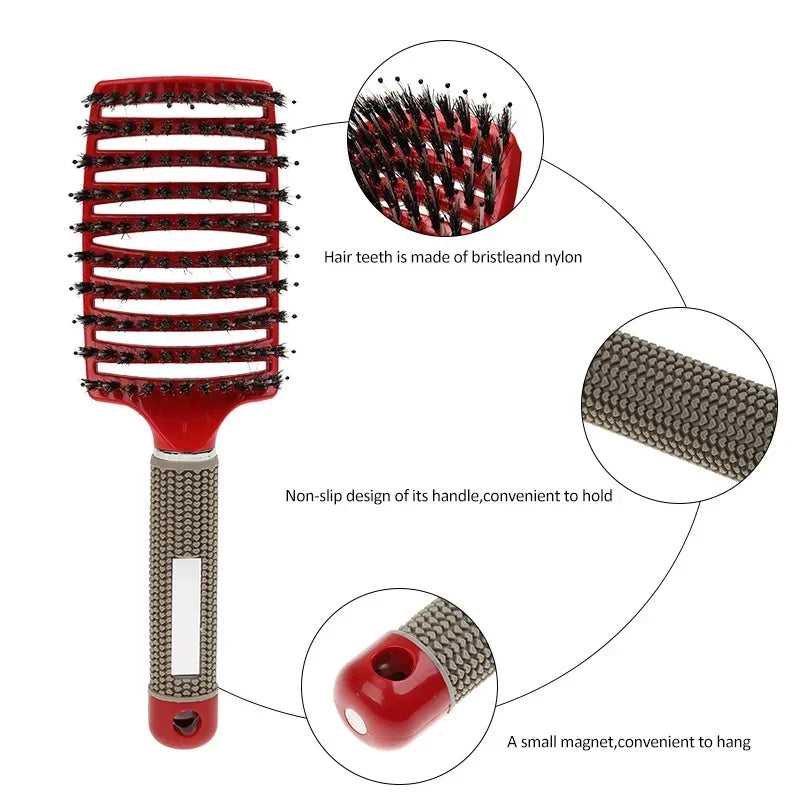 Women Detangler Hair Brush, Hairdressing Comb, Nylon Bristle, Scalp Massage, Tangle Teaser Peaceful Pleasures Health and Wellness