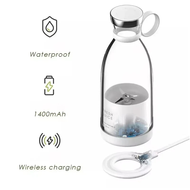 Outdoor Fresh Juicer 350ml 4 Blades USB Rechargeable Personal Smoothie Mini Blender Portable Blender Peaceful Pleasures Health and Wellness