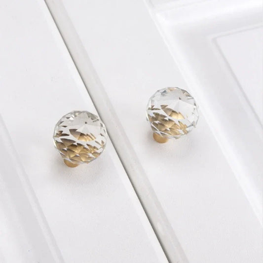 Solid Brass Crystal Glass Cabinet Pull Handle & Drawer Knob Cabinet Handle Knob Oasis Select