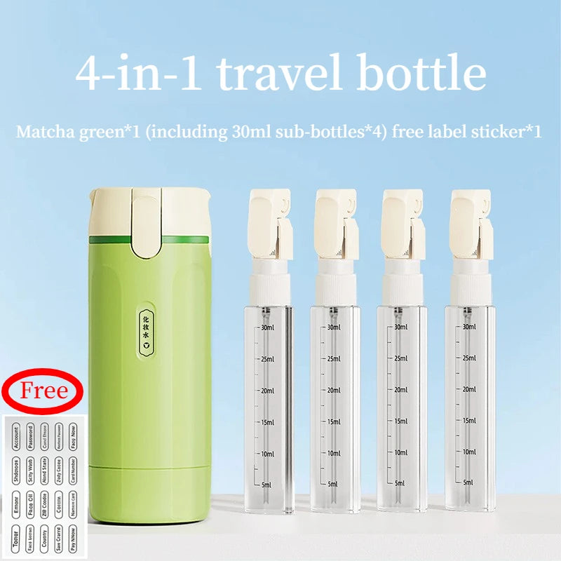 4 In 1 Travel Dispenser Portable Travel Bottles Leak Proof Leakproof Travel Container For Perfume Shampoo Conditioner Lotion Peaceful Pleasures Health and Wellness green