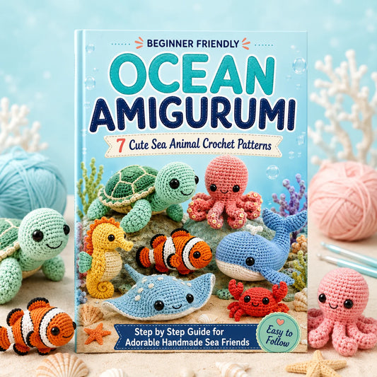Beginner Crochet Book 7 Easy Step Cute Ocean Amigurumi Patterns Peaceful Pleasures Health and Wellness 1Pcs