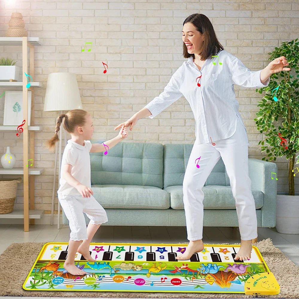 110x36cm Musical Piano Mat Toddle Carpet Toddlers Keyboard 8 Dinosaur