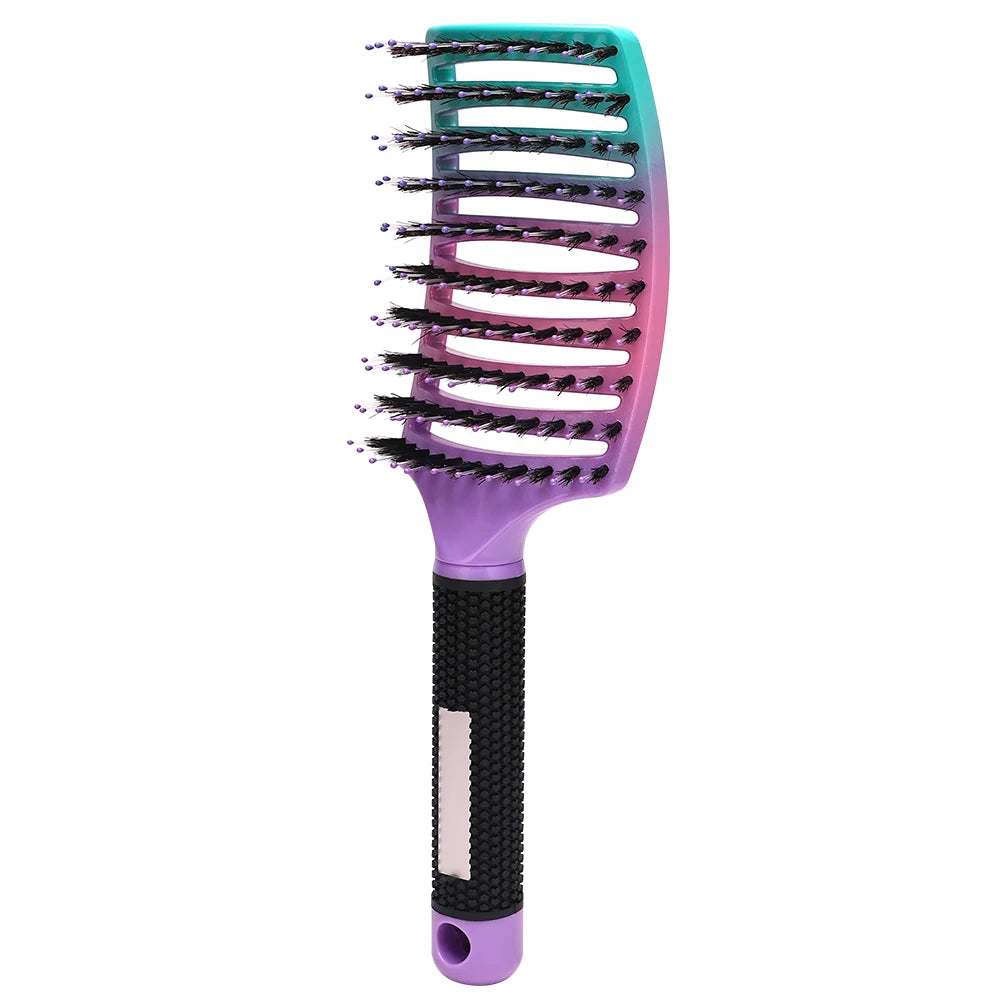 Multiple Color Hair Comb Detangling Hair Brush Bristle&Nylon Women Wet Massage Comb Curly Hairdressing Salon Styling Tools Peaceful Pleasures Health and Wellness A1