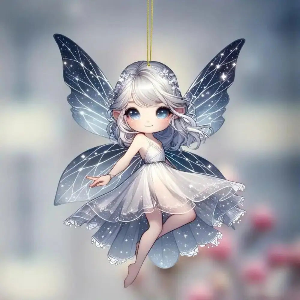 Acrylic Green Fairy Elf Car Rearview Mirror Pendant Charm