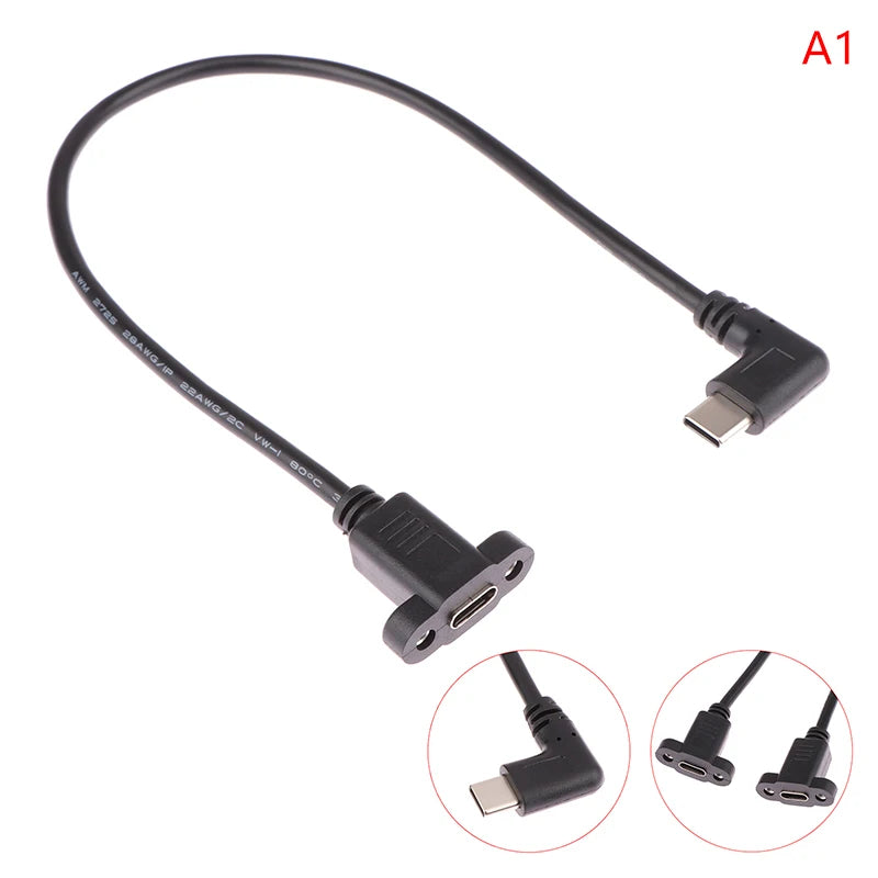 Micro Type USB USB 3.1 Male Connector To Type-c USB 3.1 Female Extension Cable 17mm With Screws Panel Mount Hole 0.3m Peaceful Pleasures Health and Wellness 01