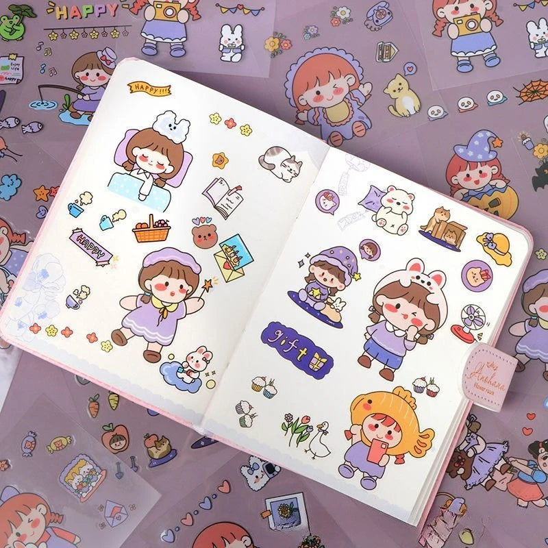 100 PCS Cute Cartoon PET Stickers | Scrapbooking & Journal