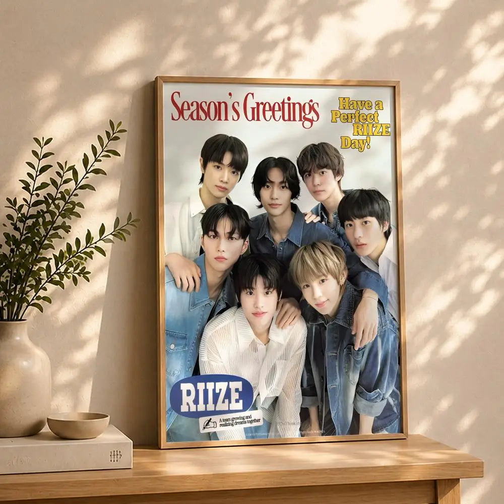 Kpop R-RIIZES Poster HD Self Adhesive Waterproof Wall Art Ideal for Home Office Dorm Bedroom Great Gift Peaceful Pleasures Health and Wellness White3 15X20cmNoframe