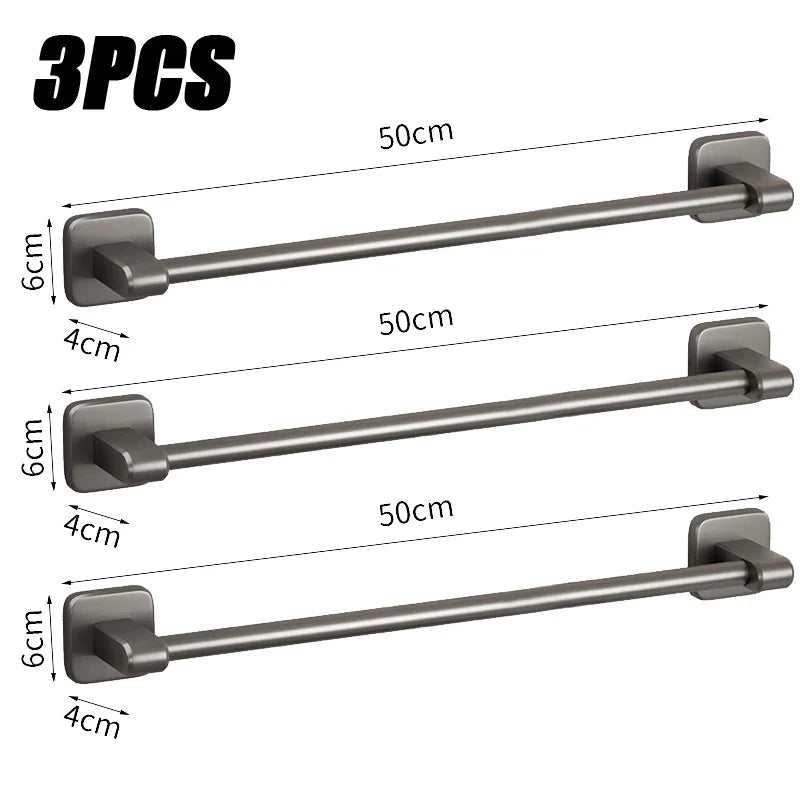 No-Drill Stainless Steel Towel Rack & Bathroom Shelf Organizer