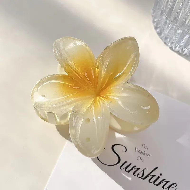 Large Floral Hair Claw Clip – Elegant Plastic Flower Clip for Women Hair Accessories Peaceful Pleasures Health and Wellness Gradient yellow