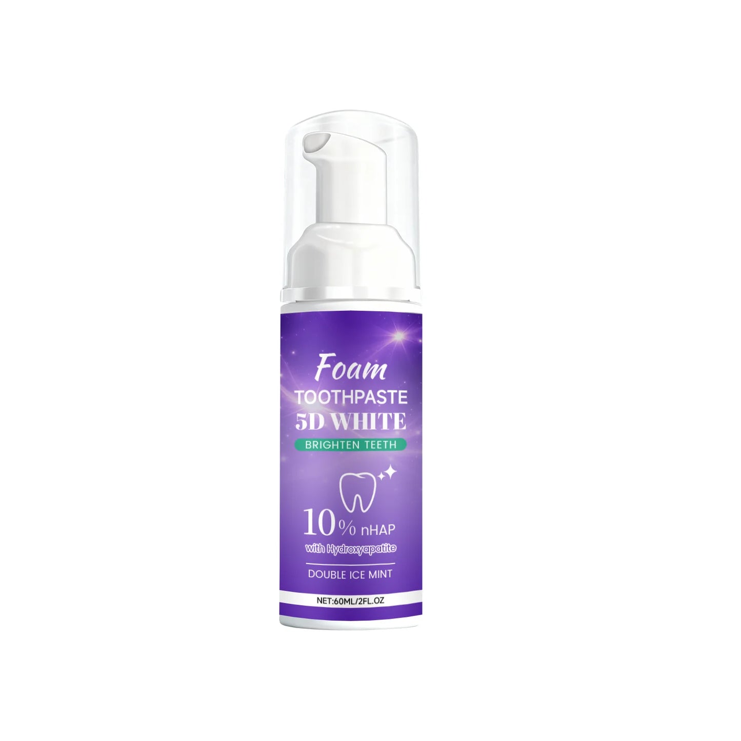 5D White Foam Toothpaste 10% Nhap Enamel Repair Fresh Breath Coffee/Smoke Stain Remover Mint Toothpaste Brightening Teeth Care Peaceful Pleasures Health and Wellness 60ml