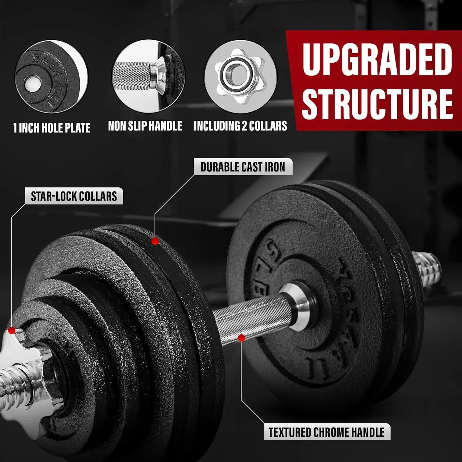 Adjustable Dumbbell Set with Weight Plates, 40lbs to 200lbs, Star Lock Collars for Home Gym Peaceful Pleasures Health and Wellness