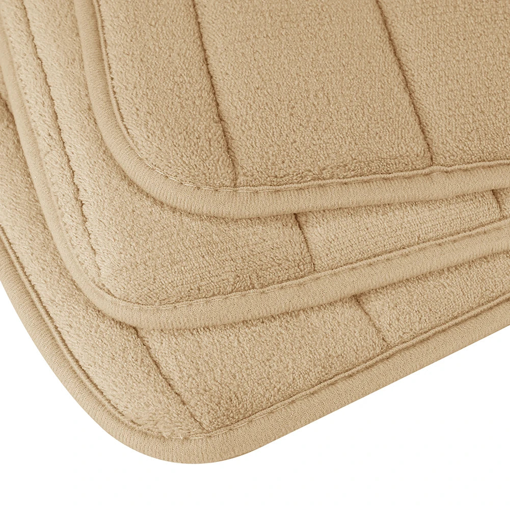 Memory Foam Bath Mat Set 3 Piece Thick Extra Soft Bathroom Non-Slip Rugs Super Water Absorbent Machine-Washable Toilet Floor Mat Peaceful Pleasures Health and Wellness Beige Set 3 Piece