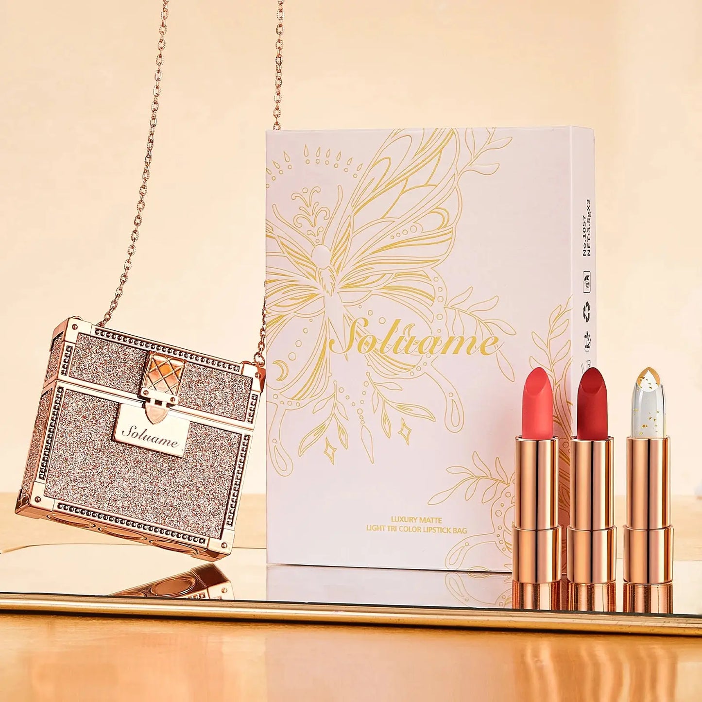 Luxury Matte Light Tri Color Lipstick Set with 3 Shades