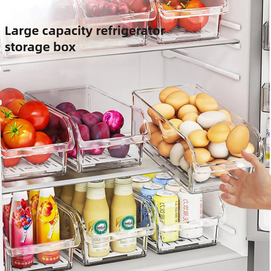 Clear Fridge Organizer Bins with Handle – Refrigerator, Freezer, Kitchen Cabinet & Pantry Organization Storage