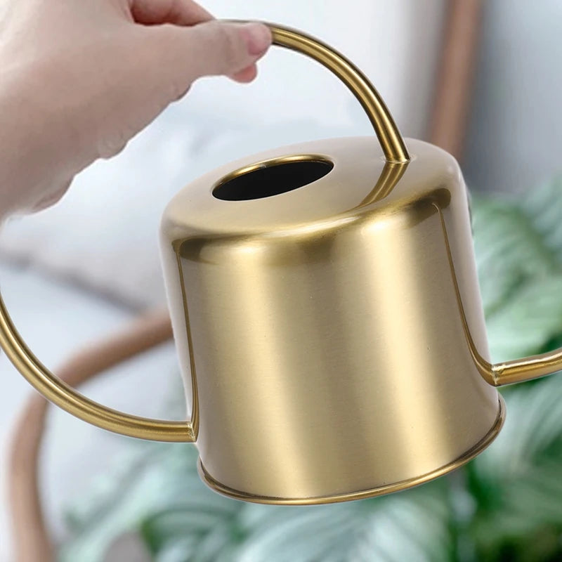 Golden Stainless Steel Watering Can 1300ml | Indoor & Outdoor