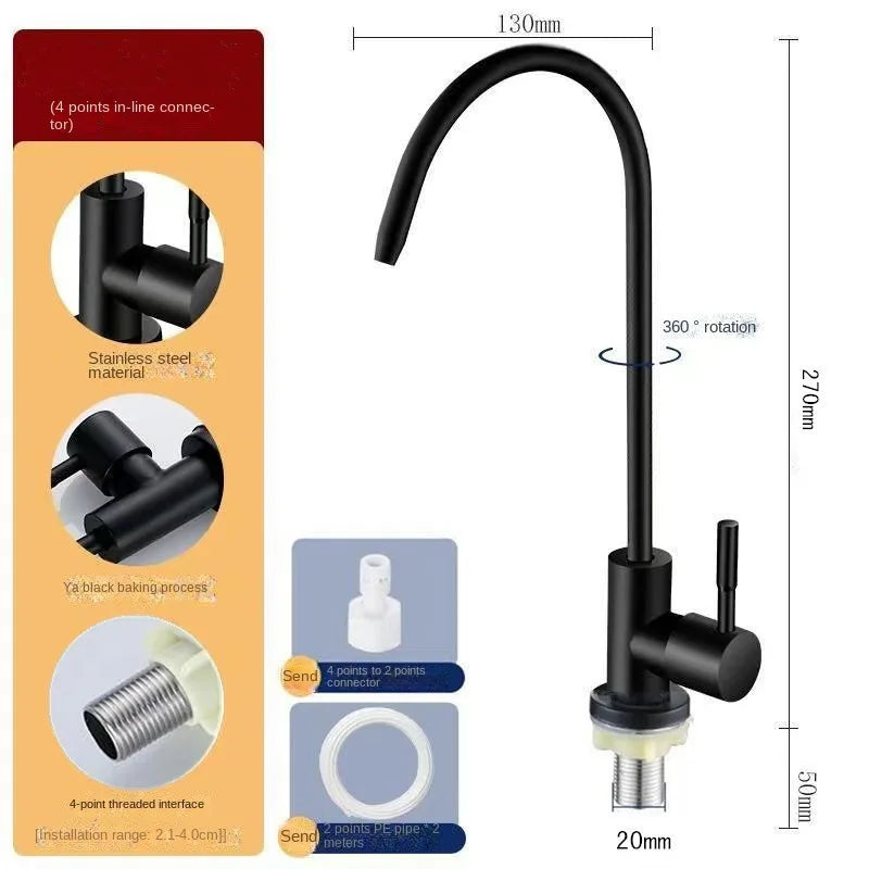 304 Stainless Steel Kitchen Faucet | 360° Swivel Single Handle