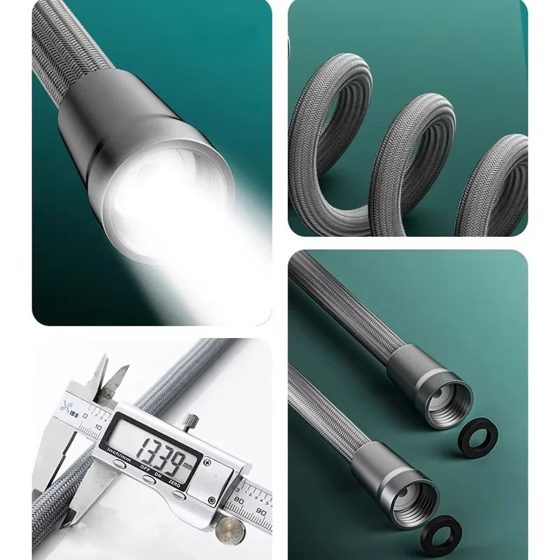 Braided Nylon Shower Hose – Universal 4-Point Hot & Cold Pipe