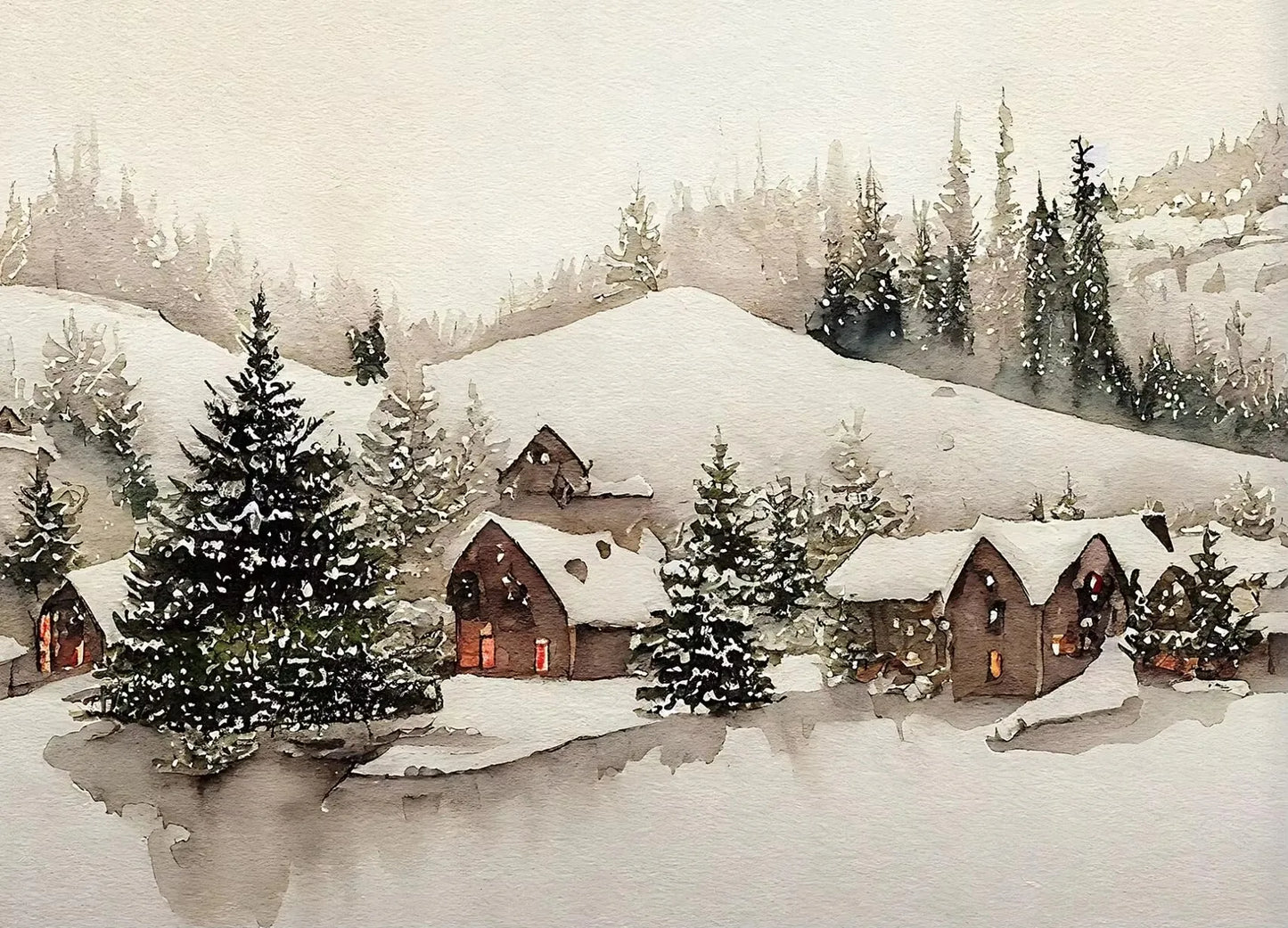 Winter Snowscape Pine Forest House Oil Painting Style Posters Prints Canvas Printing Wall Art Picture for Living Room Home Decor Peaceful Pleasures Health and Wellness ZLH5415 70x100cm No Frame