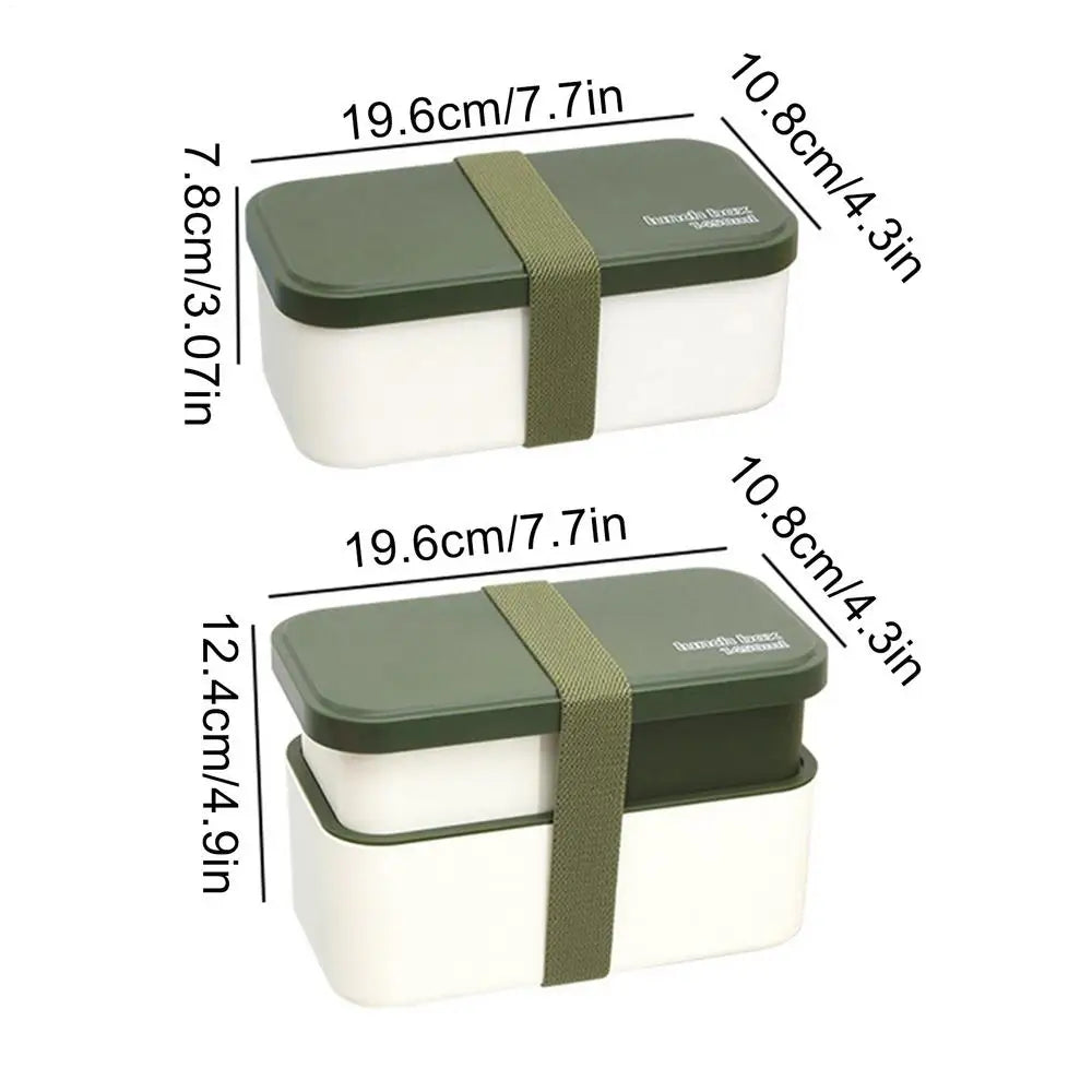 Lunch Containers 1450ml Dishwasher Safe Bowl 2-TierMeal Prep Lunch Box With Utensil Set And Sealing Strap For Work College Peaceful Pleasures Health and Wellness Green China Mainland
