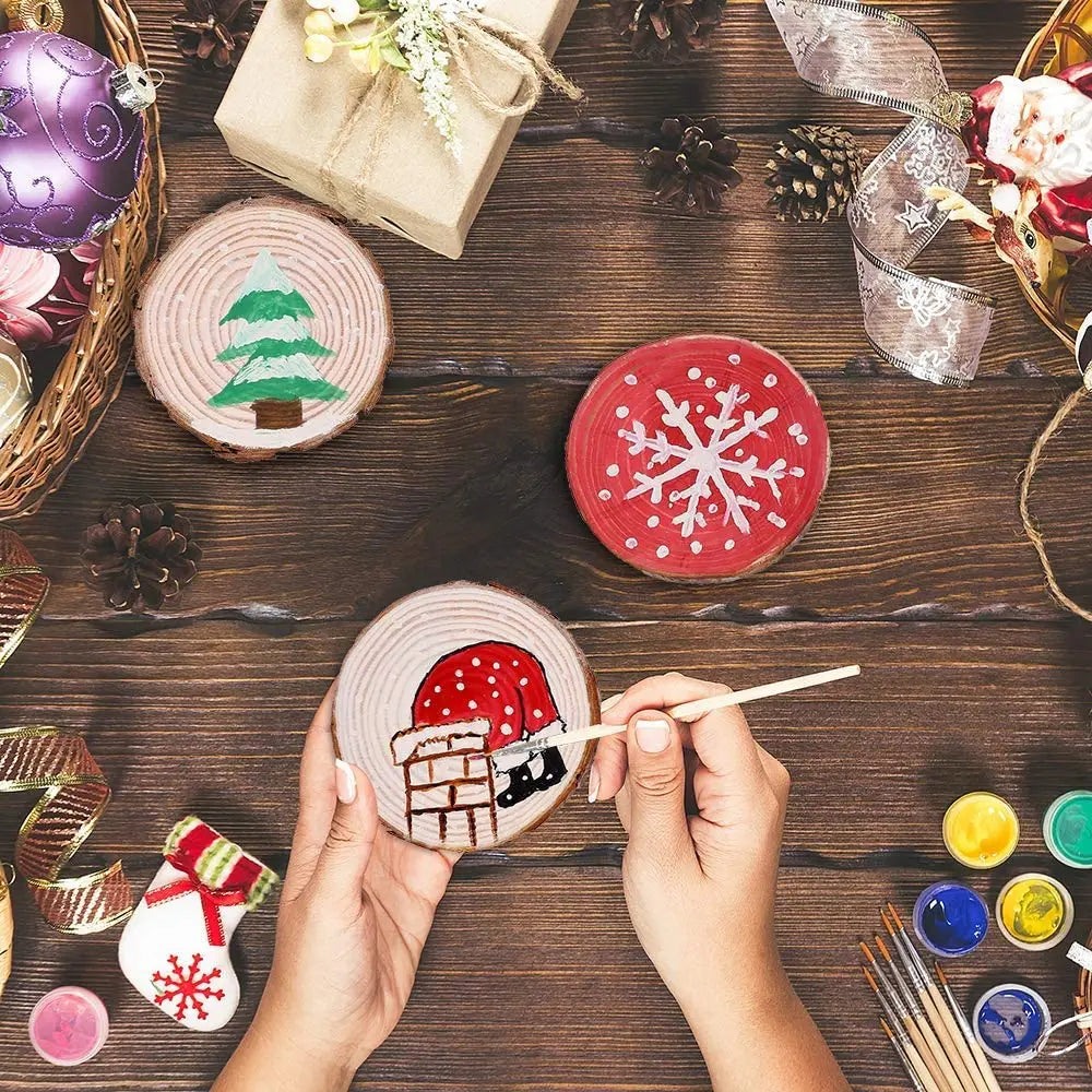 Natural Wood Slices Craft Wood Kit with Hole Wooden Circles Tree Slices for Arts and DIY Crafts Crafts Christmas Ornaments Peaceful Pleasures Health and Wellness