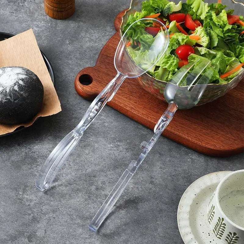 Transparent Plastic Salad Tongs | Food-Safe BBQ Kitchen Tool