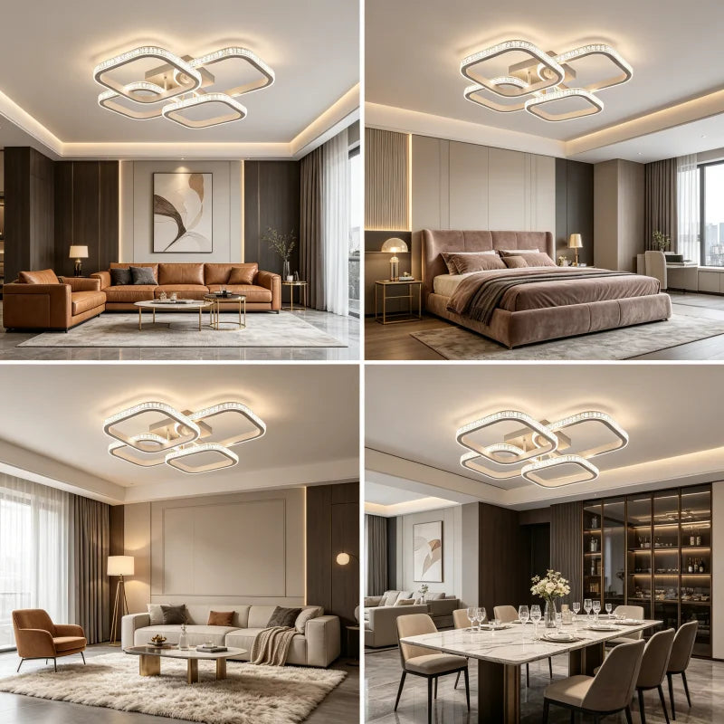 Crystal LED Ceiling Light 3-Color 3000K–6500K | Bedroom & Kitchen