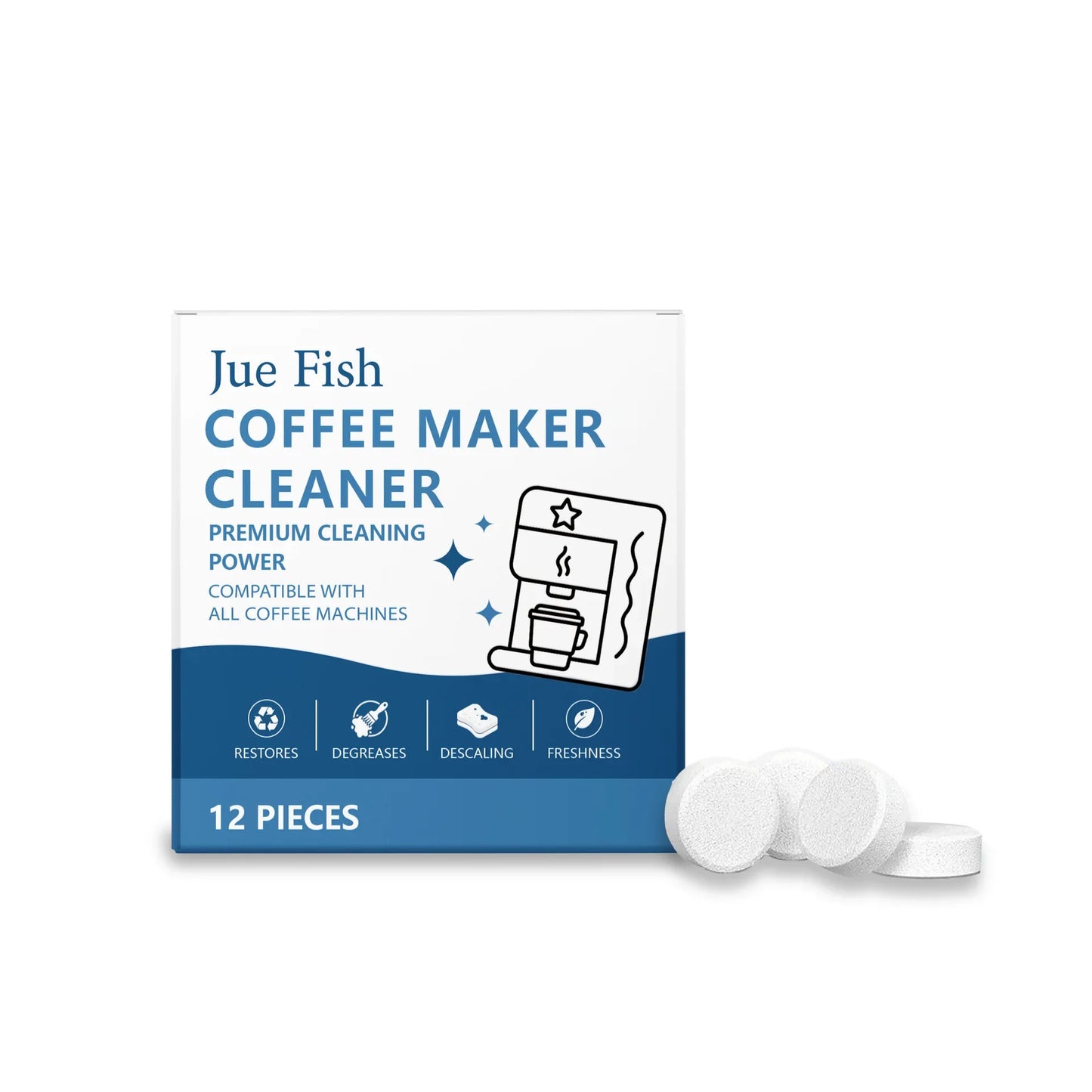 Jue-Fish Coffee Machine Cleaning Tablets 12-Pack | Descaler