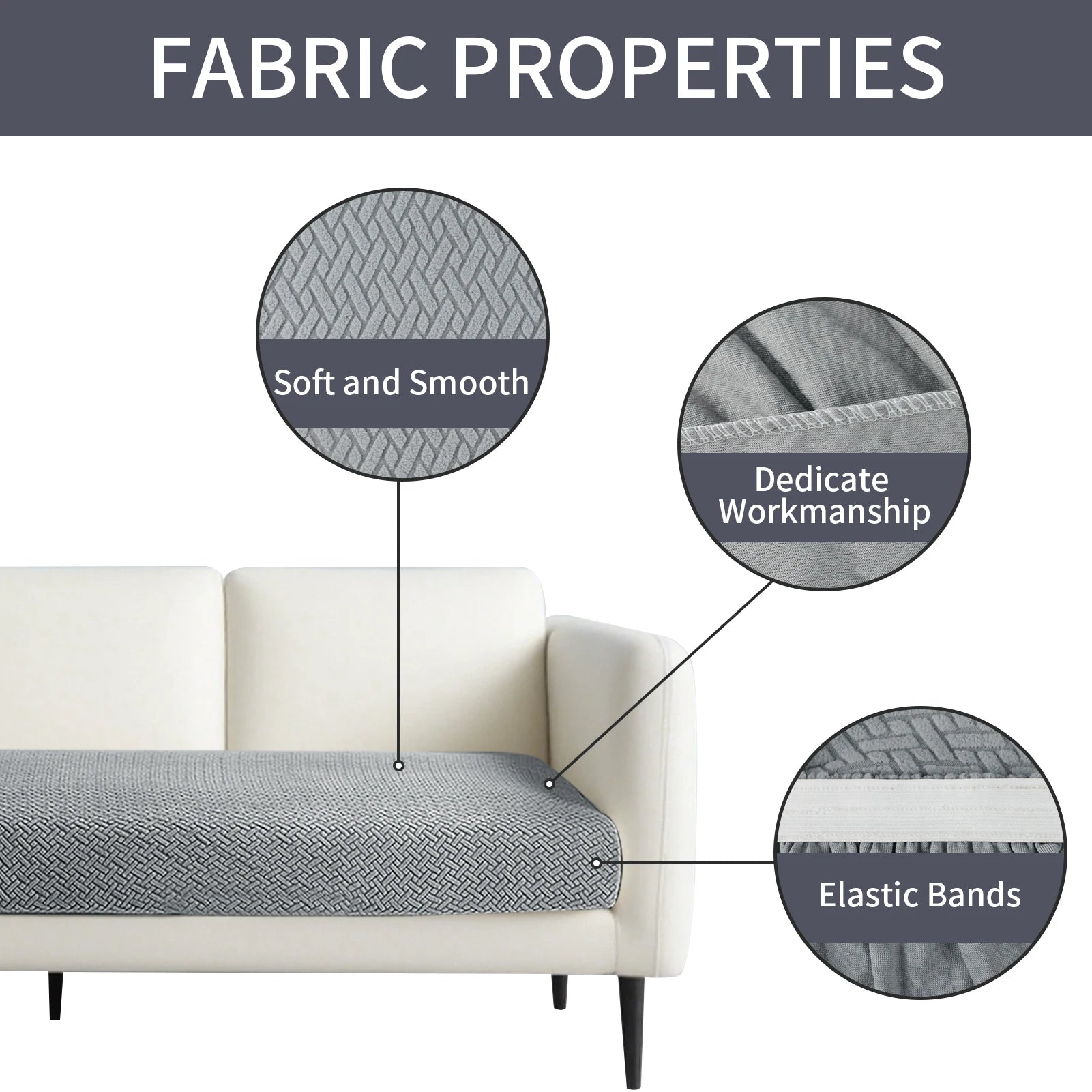 Sofa Seat Cushion Slipcovers 1Pc Soft Protector Cover Removable Furniture Covers Jacquard Patio Chair Anti Slip Anti-dust Covers Peaceful Pleasures Health and Wellness