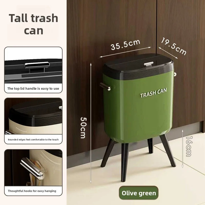 Large Kitchen Trash Can with Wheels & Lid | Tall Pedestal
