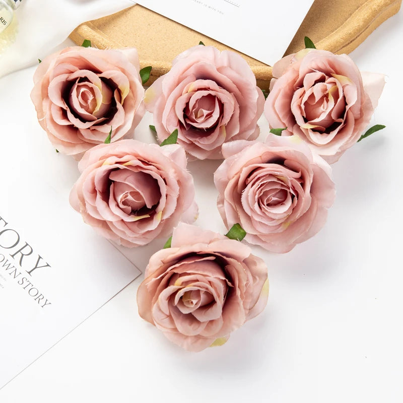 Artificial Silk Rose Heads 5/10pcs | Wedding & Home Decor