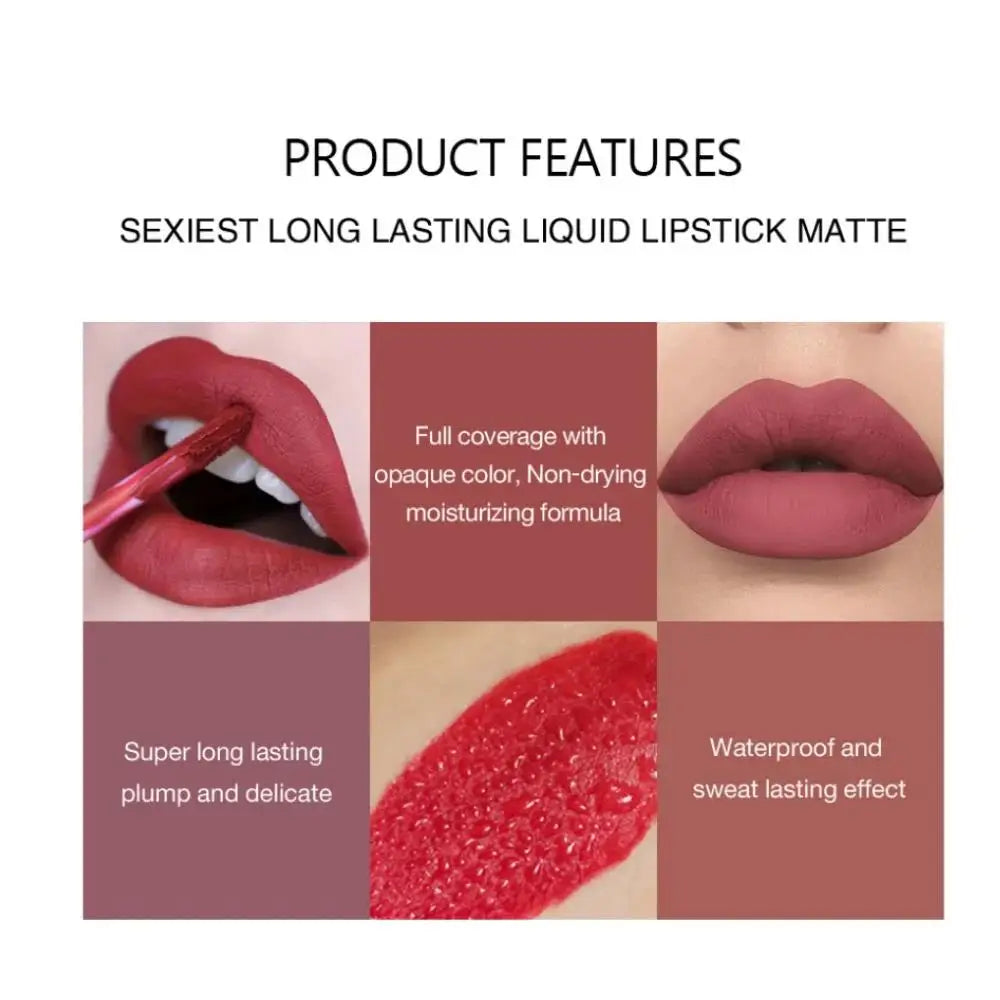 HANDAIYAN Matte Velvet Liquid Lipstick – 12 Shades, Waterproof